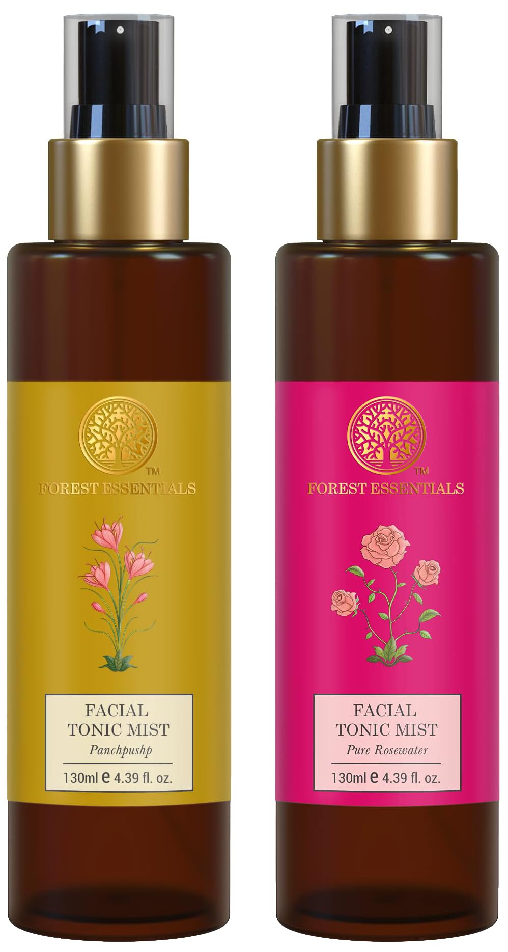 Forest Essentials Panchpushp and Pure Rosewater facial tonic mist combo