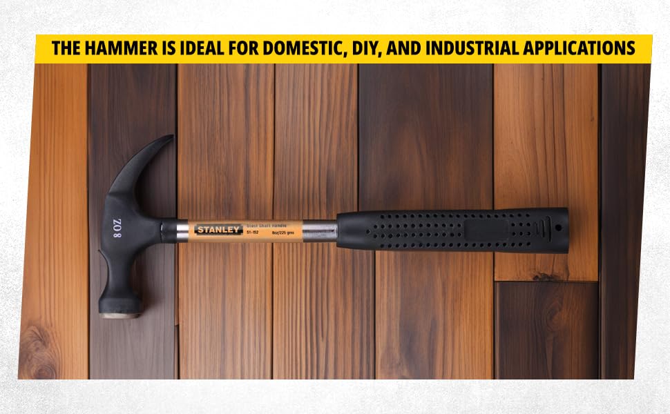 STANLEY 51-152 Claw Hammer with Steel Shaft for Masonry, Woodwork, Fittings for Home, DIY, Mechanic, Industrial & Professional Use, GREY & BLACK – view 5