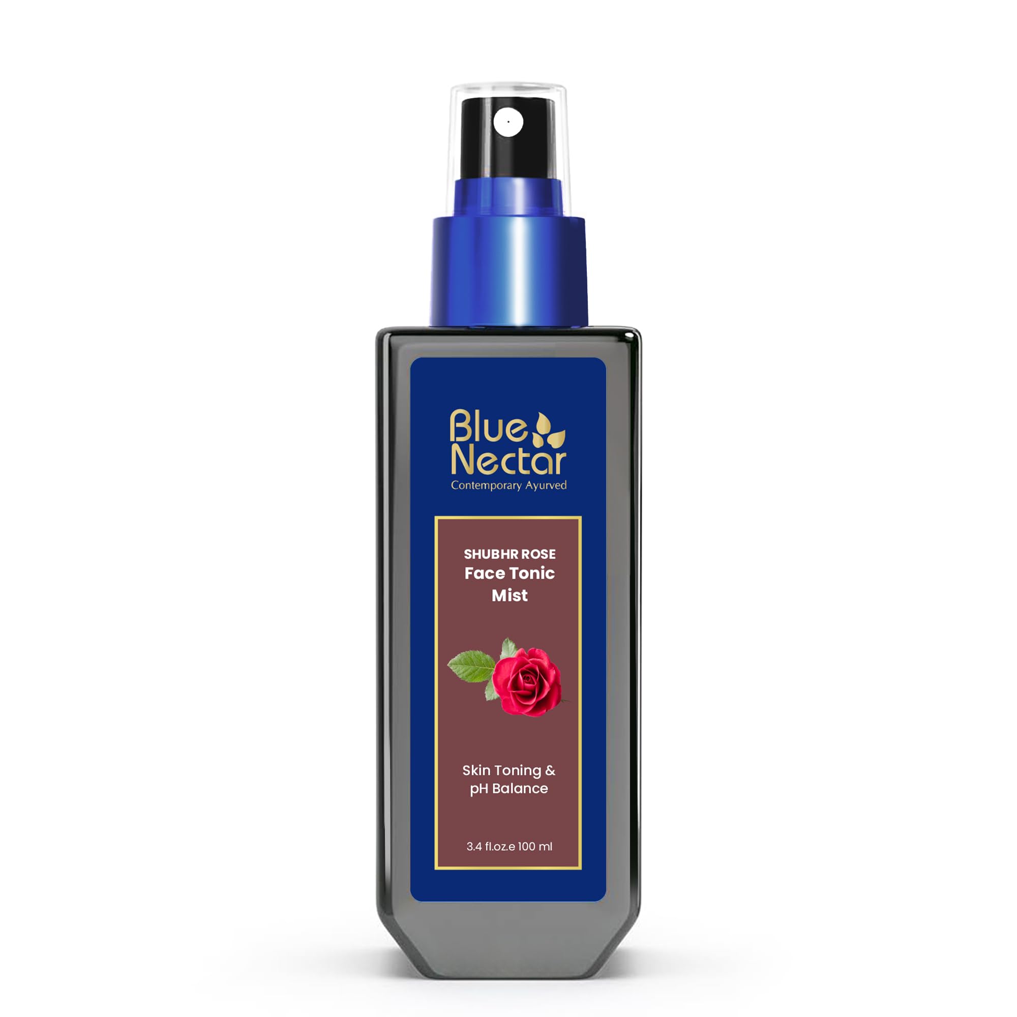 Steam-distilled rose water toner spray bottle for face and neck