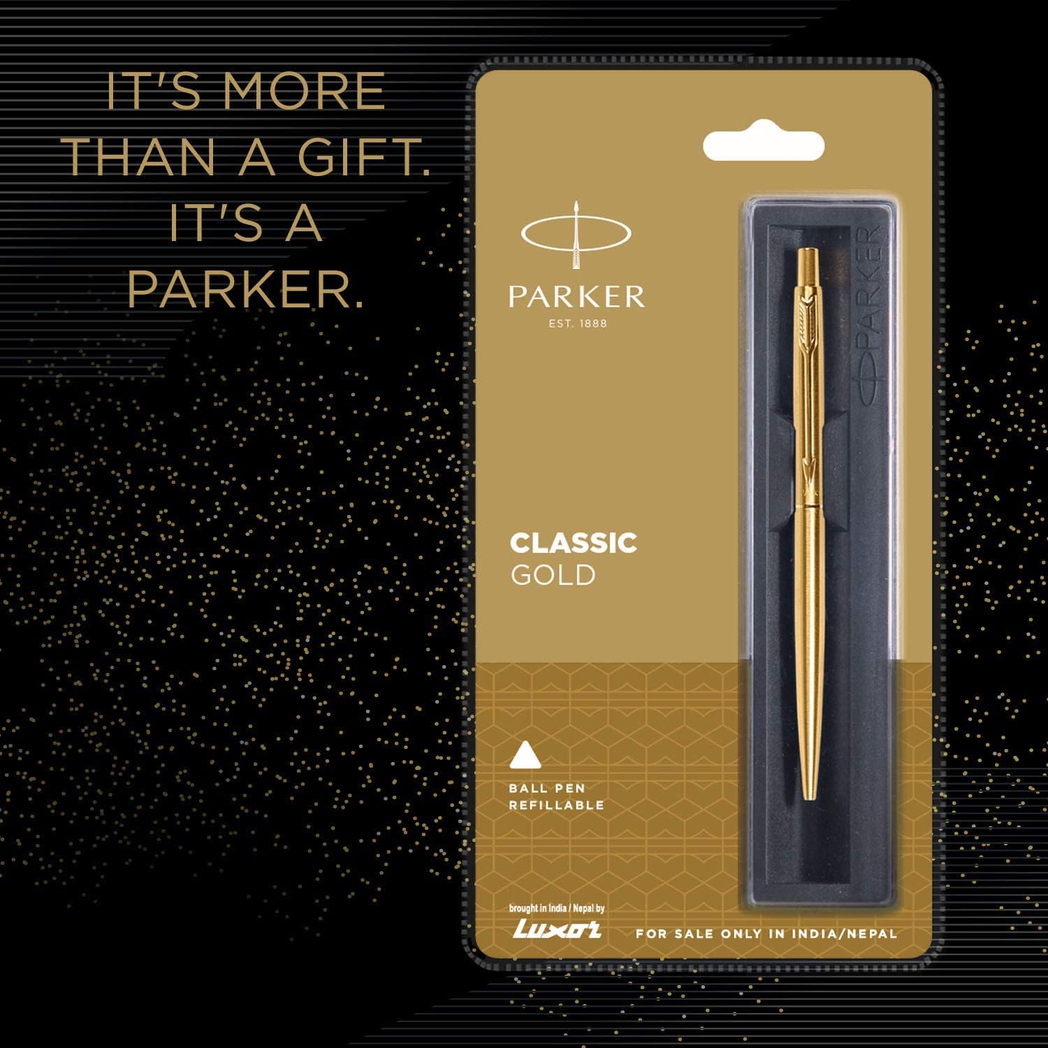 Parker Classic Gold Ball Pen With (Parker Quink Flow Refill Combo Pack 2 - Blue Ink) By DTL Company – view 2