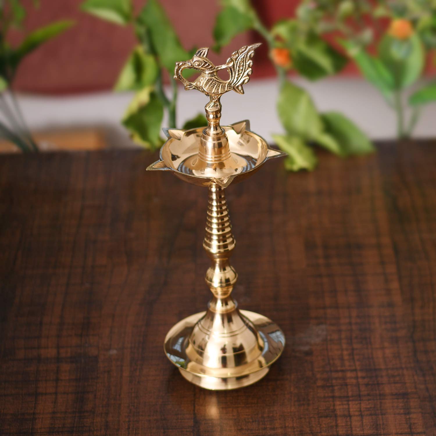 Collectible India Brass Peacock Mahabharat Diya Oil Lamp (Golden, 10.5 X 3.5 Inches ) – view 2