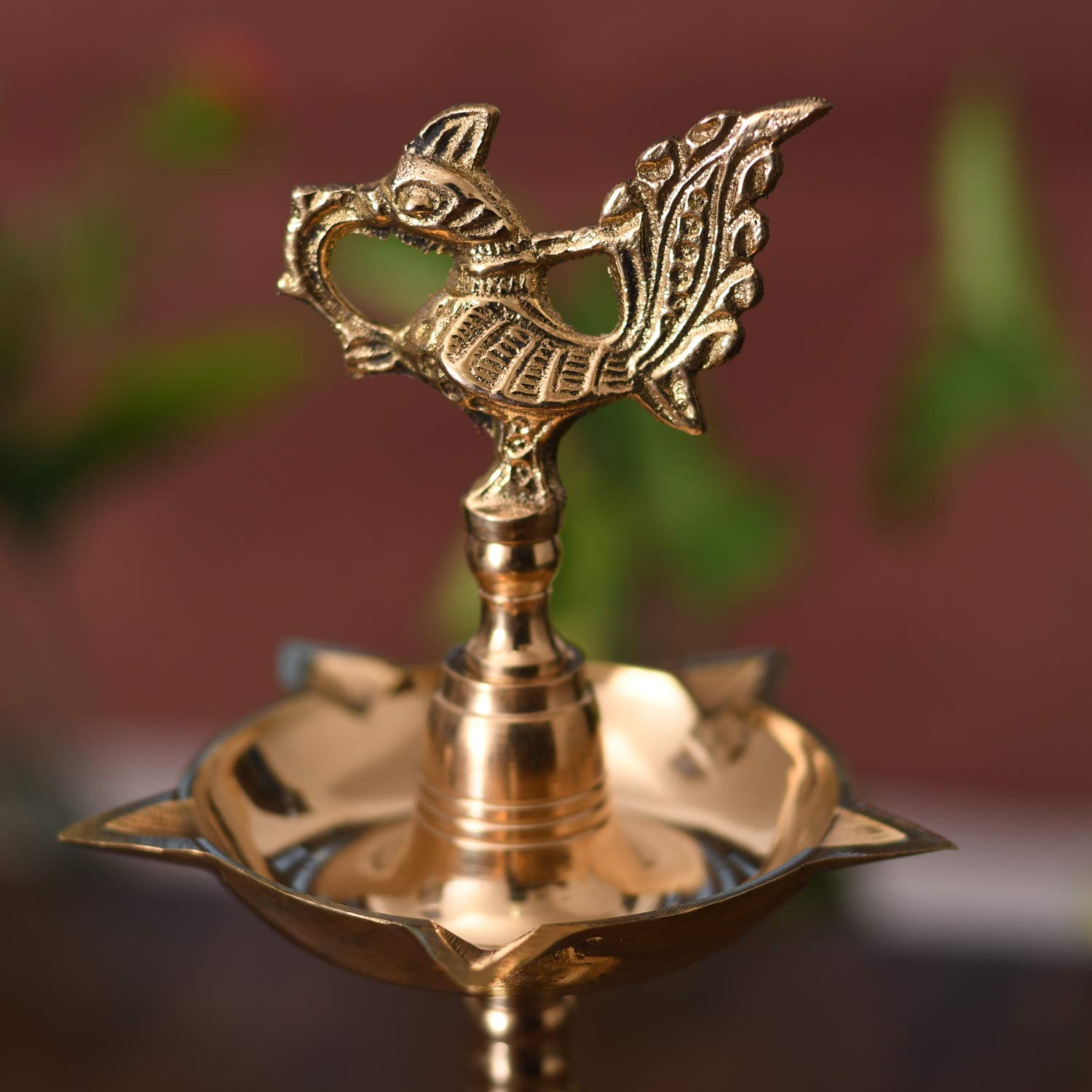 Collectible India Brass Peacock Mahabharat Diya Oil Lamp (Golden, 10.5 X 3.5 Inches ) – view 3