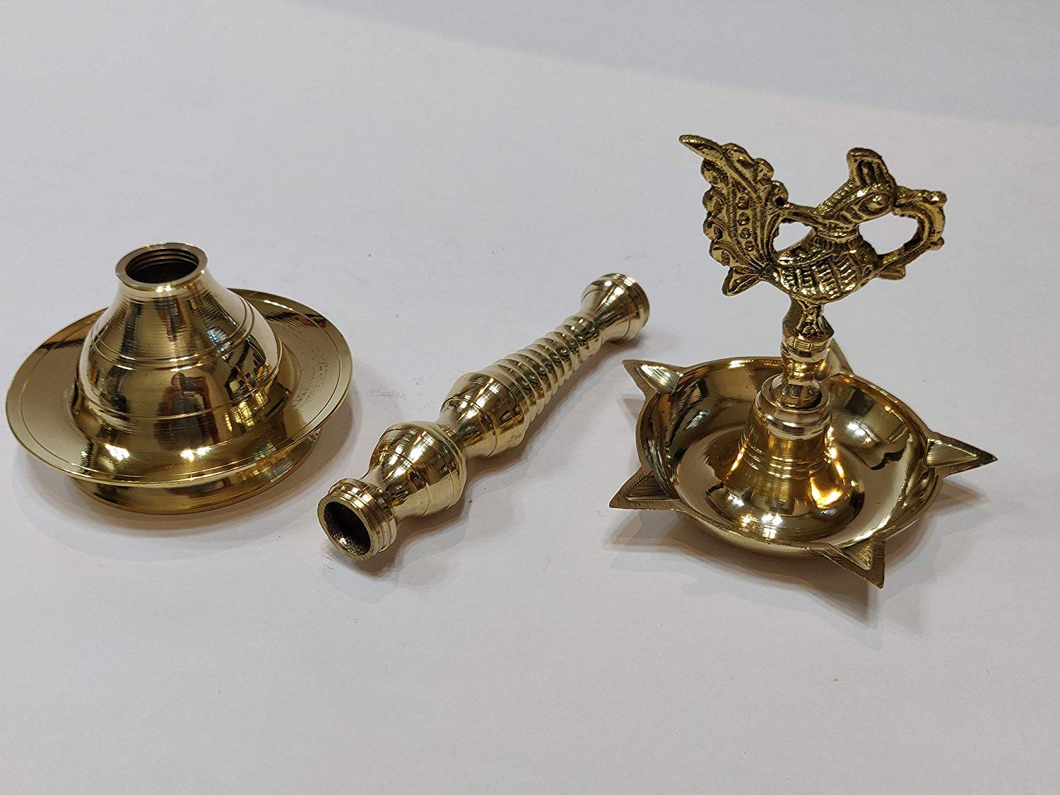 Collectible India Brass Peacock Mahabharat Diya Oil Lamp (Golden, 10.5 X 3.5 Inches ) – view 4