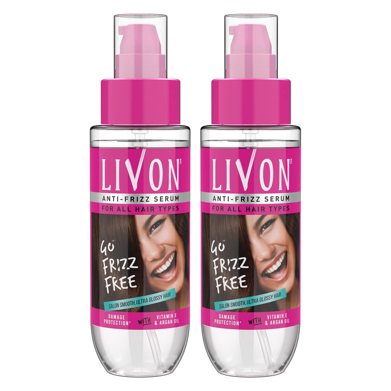 Twin pack of Livon hair serum for smoother shinier hair
