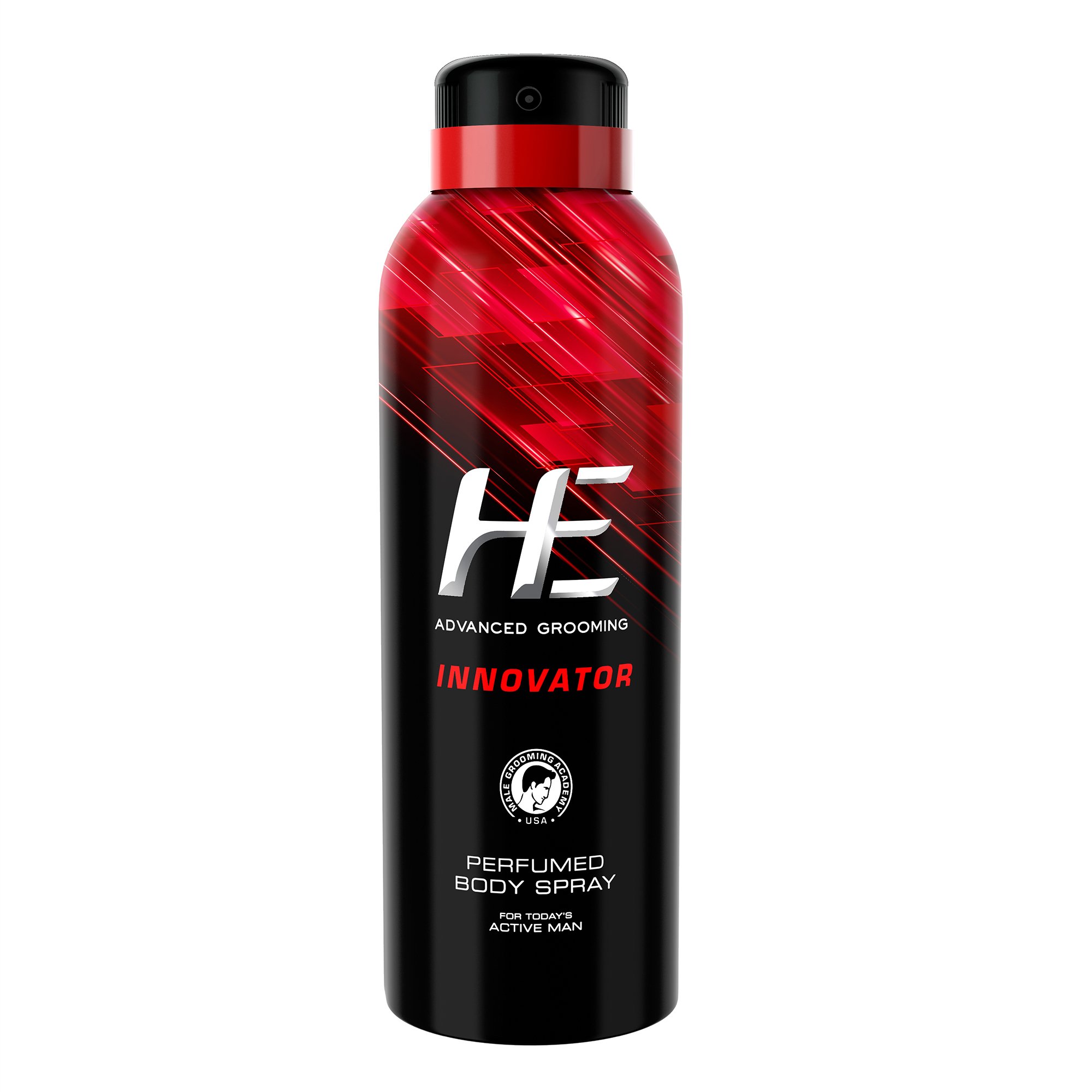 HE Innovator men's deodorant spray can with fresh scent