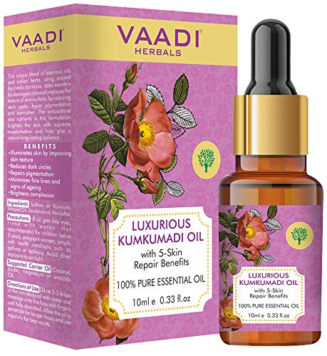 VAADI HERBALS Luxurious Kumkumadi Oil (Pure Mix Of Saffron, Sandalwood, Manjistha & Almond Oil) - Reduces Dark Circles, Pigmentation & Brightens Complexion, 10 ml – view 2