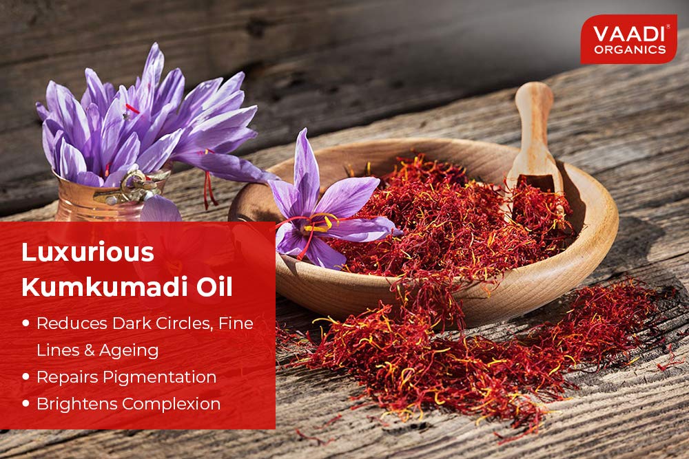 VAADI HERBALS Luxurious Kumkumadi Oil (Pure Mix Of Saffron, Sandalwood, Manjistha & Almond Oil) - Reduces Dark Circles, Pigmentation & Brightens Complexion, 10 ml – view 3