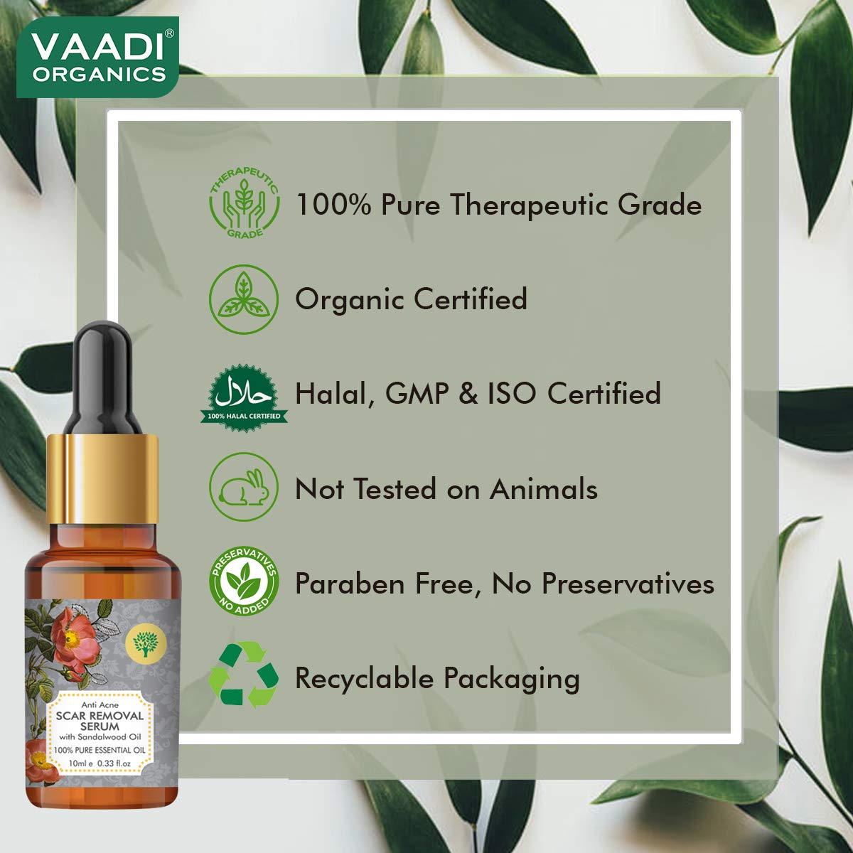 VAADI HERBALS Scar Removal Serum (Pure Mix Of Sandalwood Oil, Steam Distilled Neem & Fenugreek Extract) - Reduces Acne, Dark Spots & Pigmentation, 10 ml – view 6