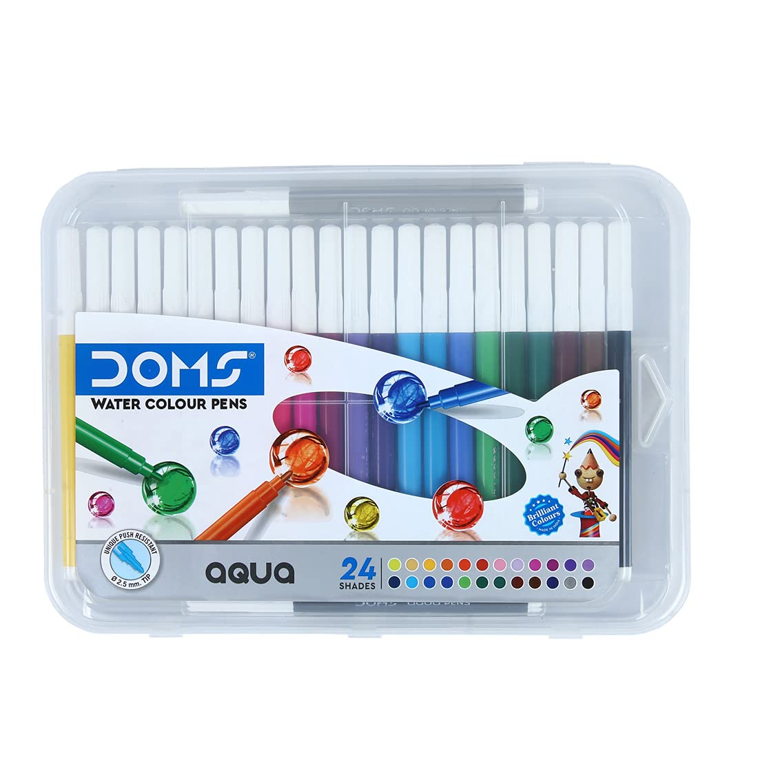 Boxed set of 24 multicolor watercolour sketch pens by Doms
