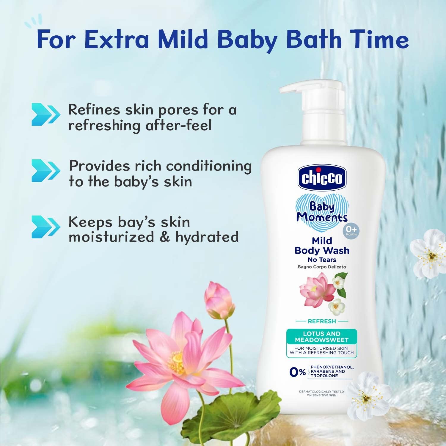 Chicco Baby Moments Mild Body Wash Refresh, New Advanced Formula with Natural Ingredients, No Tears & Soap-Free, Mild formula for Baby – view 2