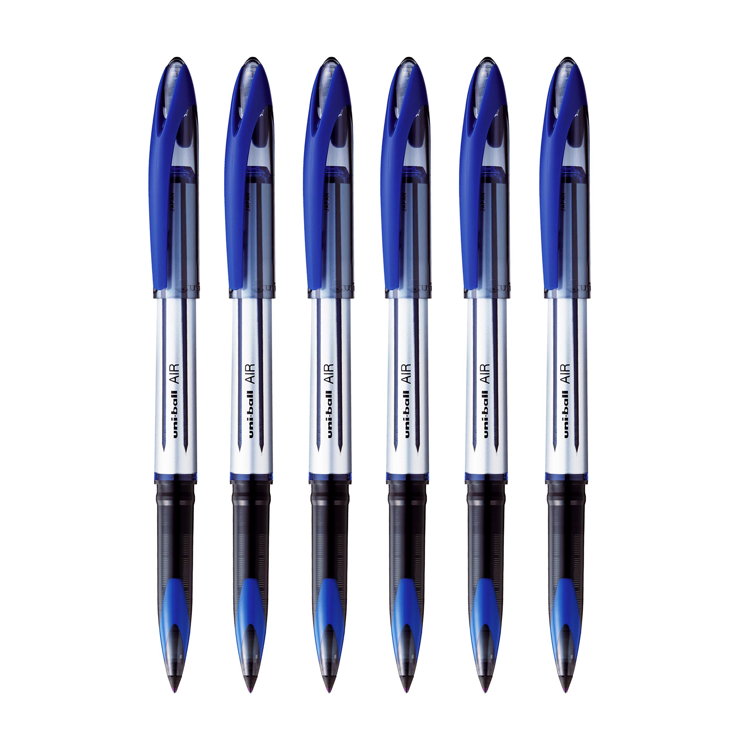 Pack of six uni-ball Air blue roller ball pens