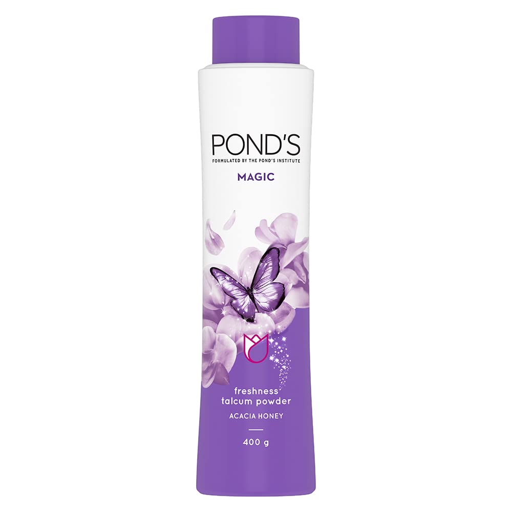 Pond's Magic, Freshness Talcum Powder, 400g, with Acacia, Honey Fragrance, Long-lasting Fragrance, Cooling Fresh Talc for Face & Body, For Men & Women