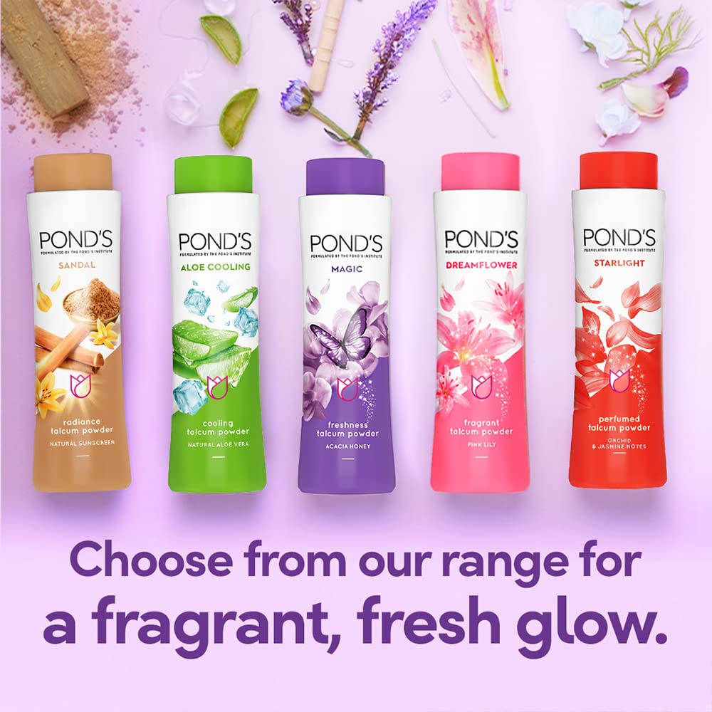 Pond's Magic, Freshness Talcum Powder, 400g, with Acacia, Honey Fragrance, Long-lasting Fragrance, Cooling Fresh Talc for Face & Body, For Men & Women – view 6