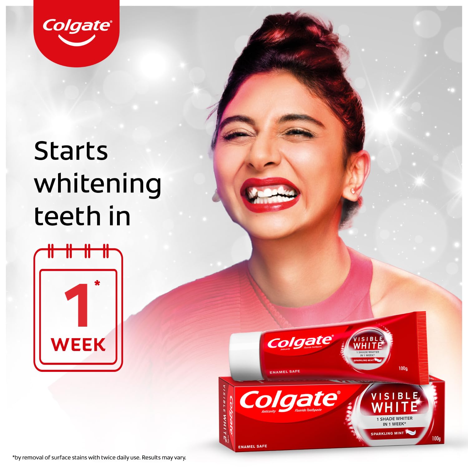 Colgate Visible White 165g Teeth Whitening Toothpaste, Protects Enamel, Removes Stains, With Whitening Accelerators – view 2