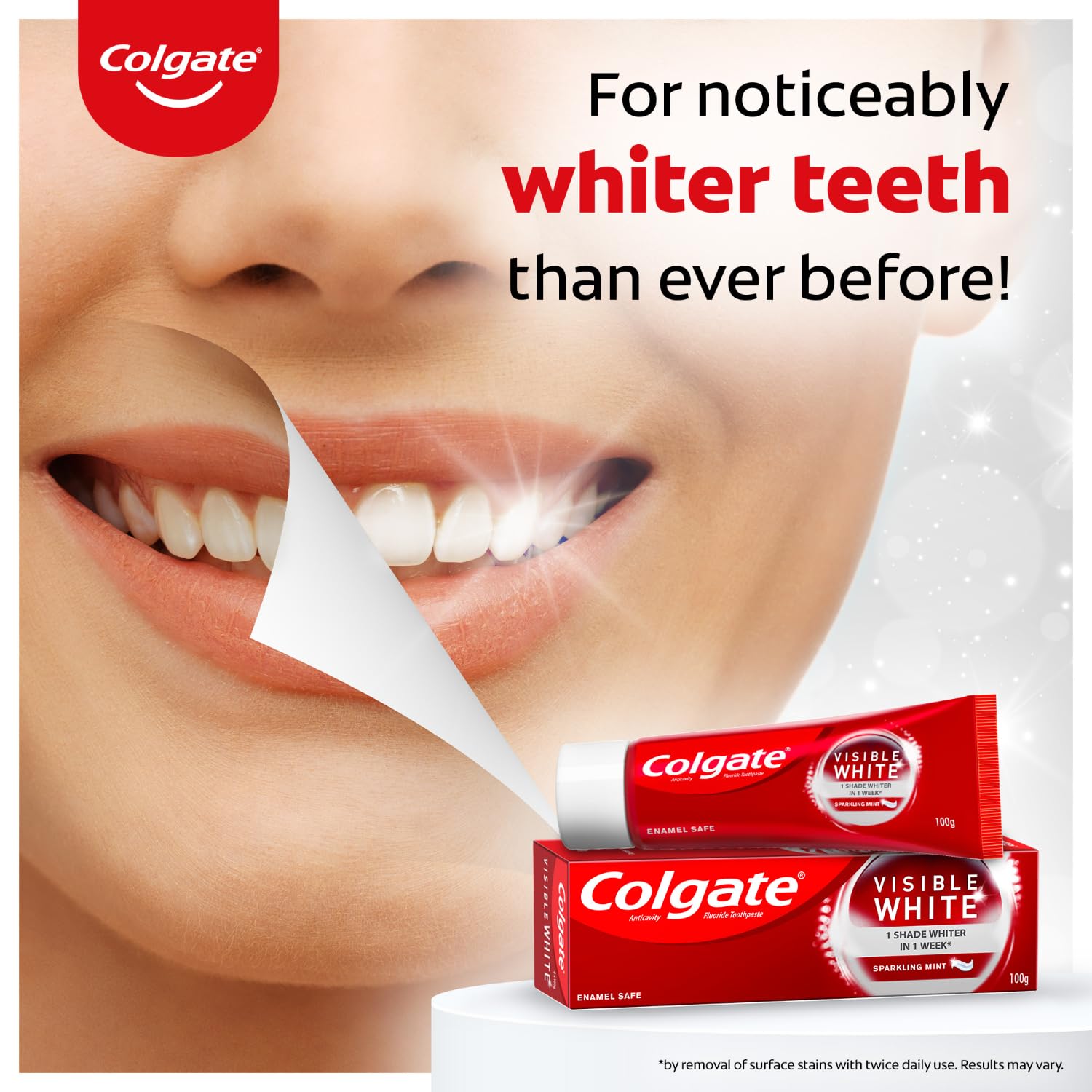 Colgate Visible White 165g Teeth Whitening Toothpaste, Protects Enamel, Removes Stains, With Whitening Accelerators – view 4
