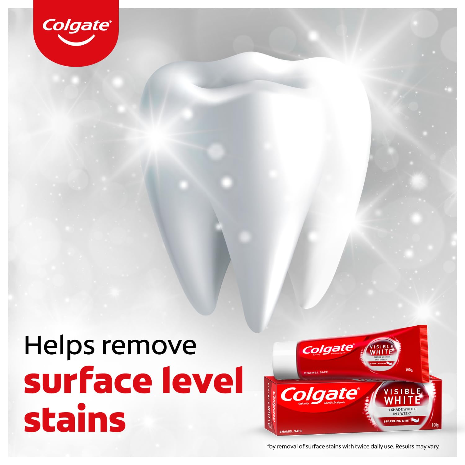 Colgate Visible White 165g Teeth Whitening Toothpaste, Protects Enamel, Removes Stains, With Whitening Accelerators – view 5