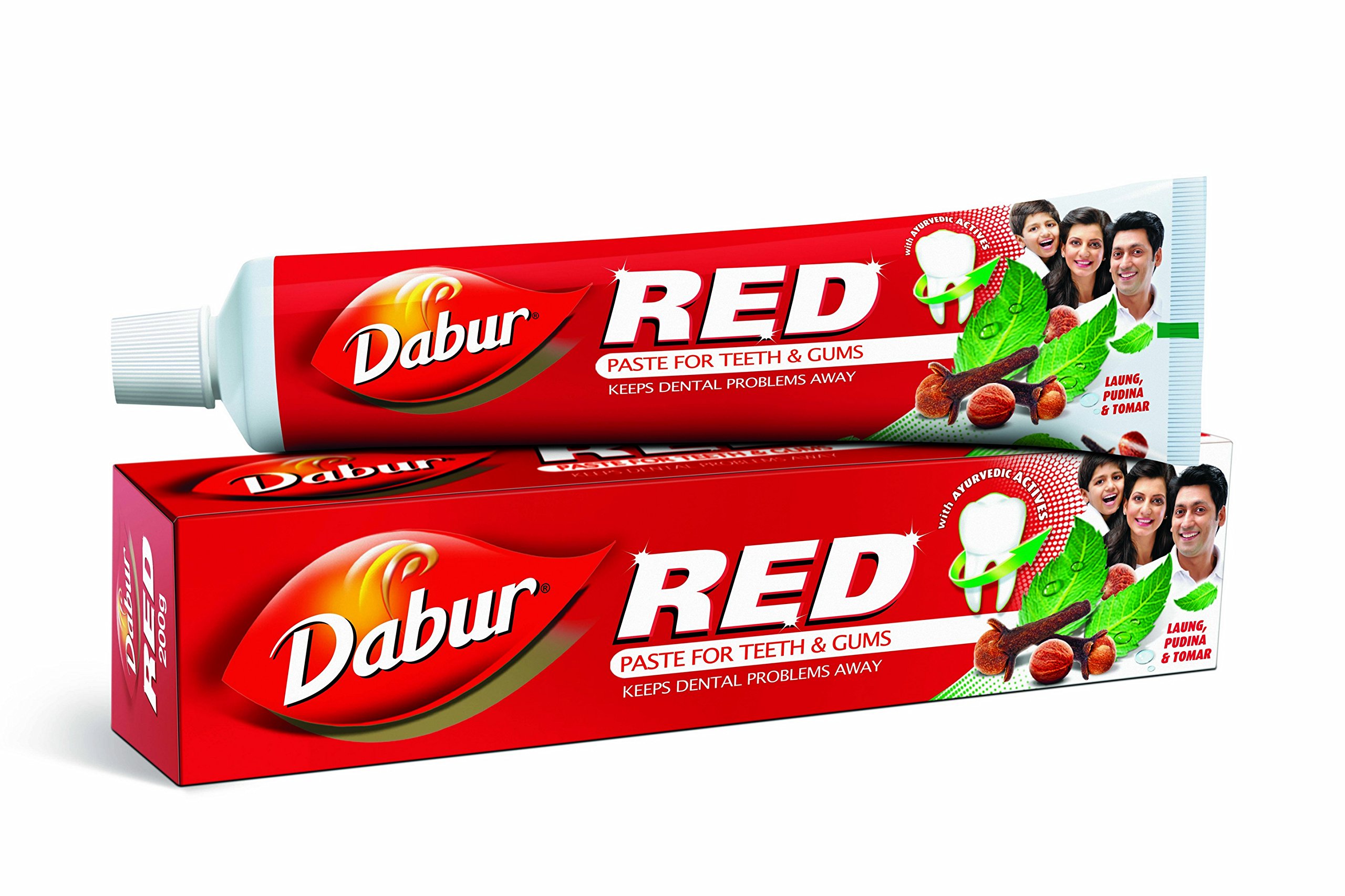 Two Dabur Red Ayurvedic toothpaste tubes in 1400g combo pack