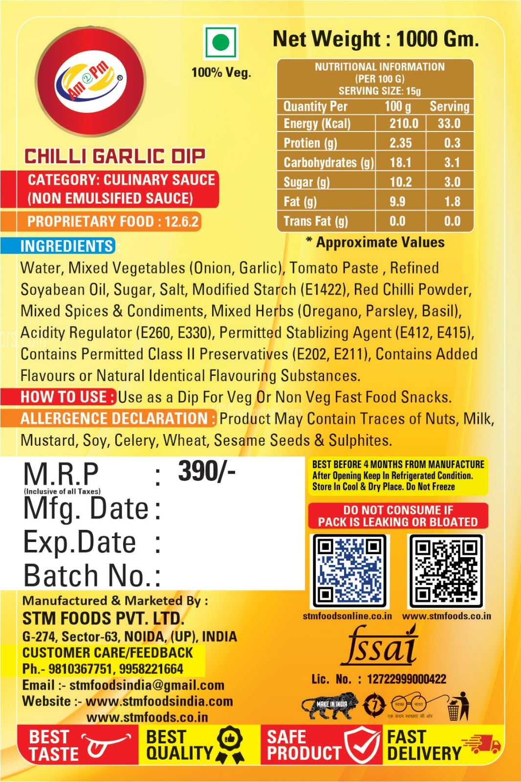 Am 2 Pm - Chilli Garlic Dip Spicy Sauce or Dip – view 4