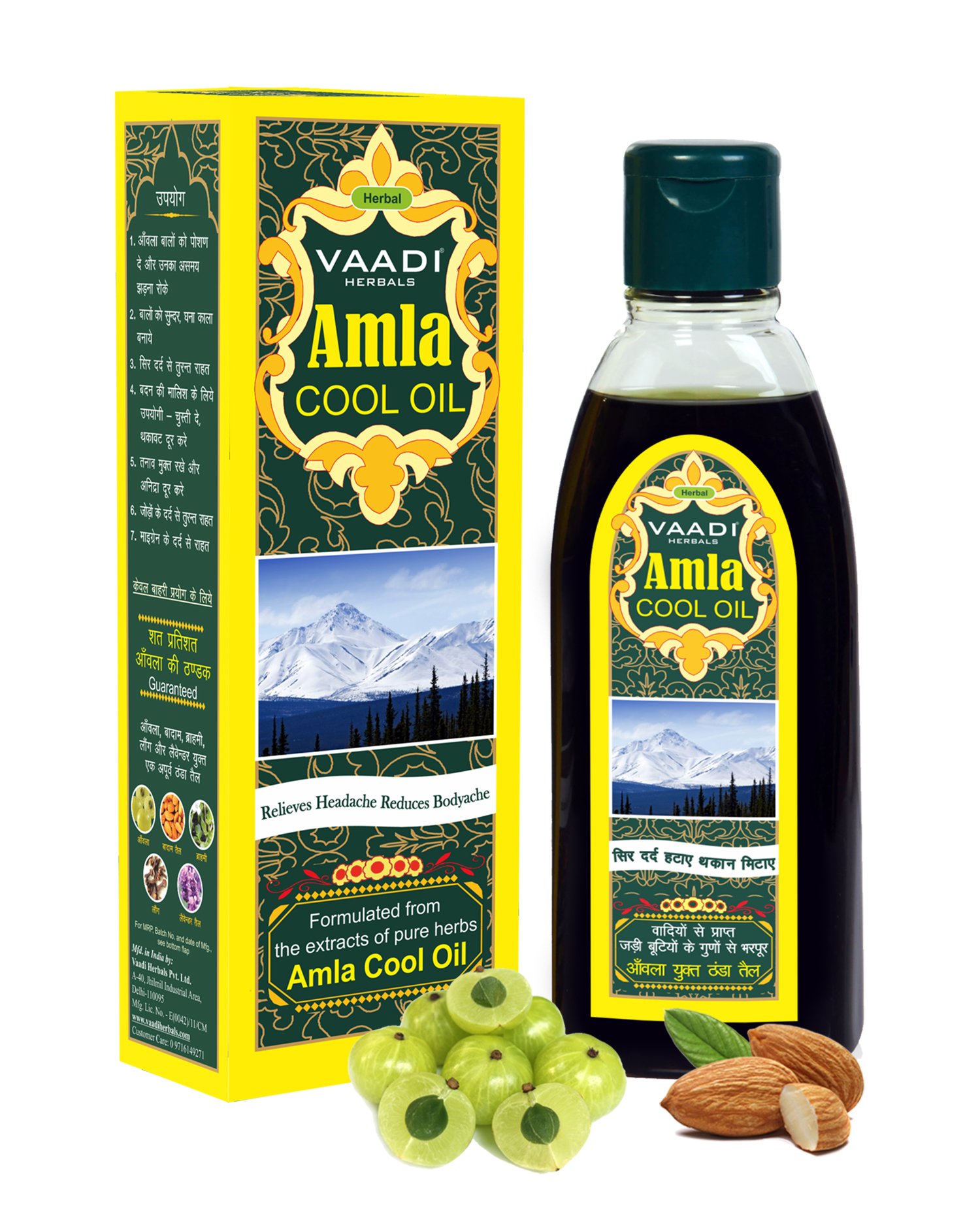 Vaadi Herbals cooling hair oil bottle with amla and brahmi 200 ml