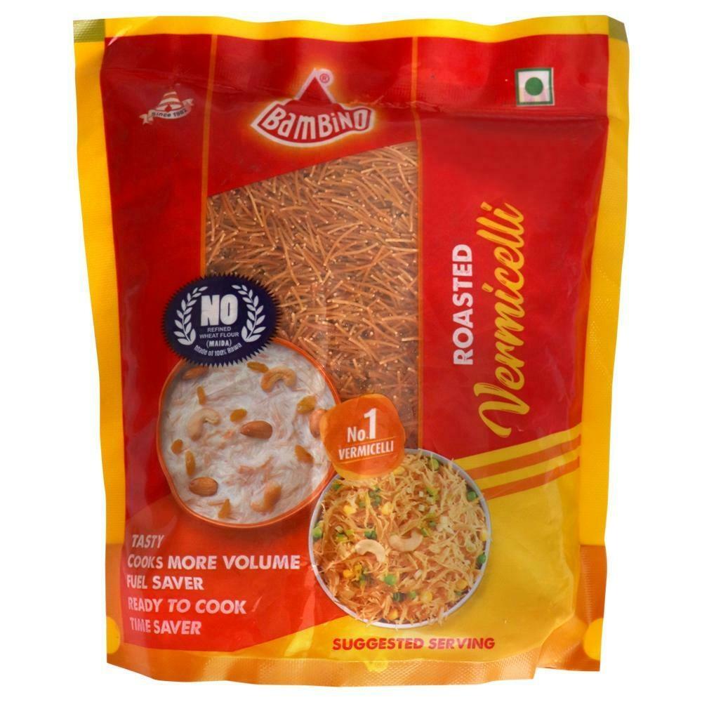 Bambino roasted vermicelli pack for vegetarian noodle cooking, 425 to 500 gm