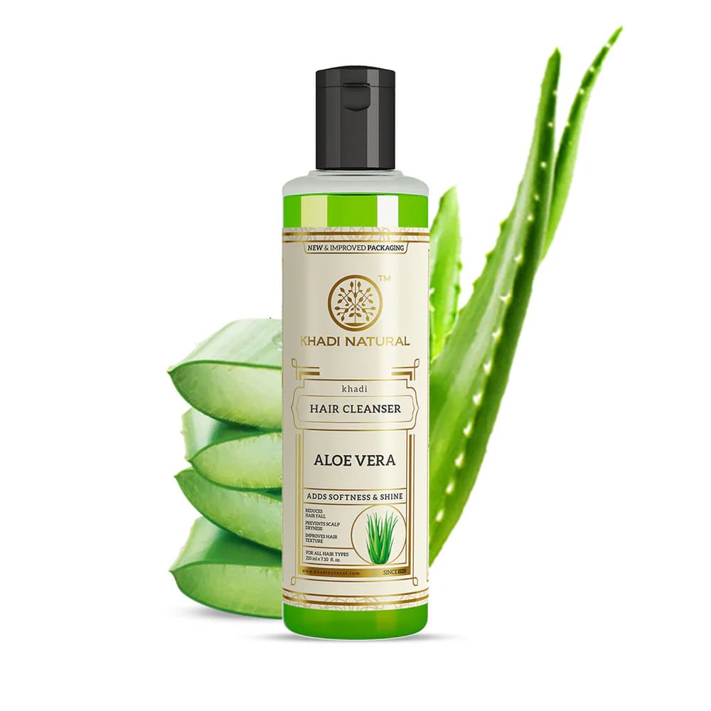 Khadi Natural Aloe Vera Hair Cleanser 210ml Combo Pack of 2 Herbal Shampoo for Hair Growth, Dandruff & Scalp Care – view 2