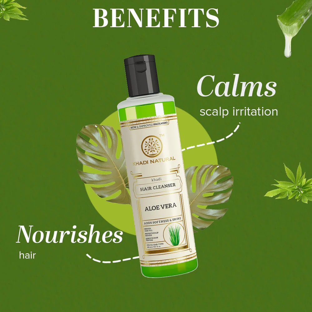 Khadi Natural Aloe Vera Hair Cleanser 210ml Combo Pack of 2 Herbal Shampoo for Hair Growth, Dandruff & Scalp Care – view 4