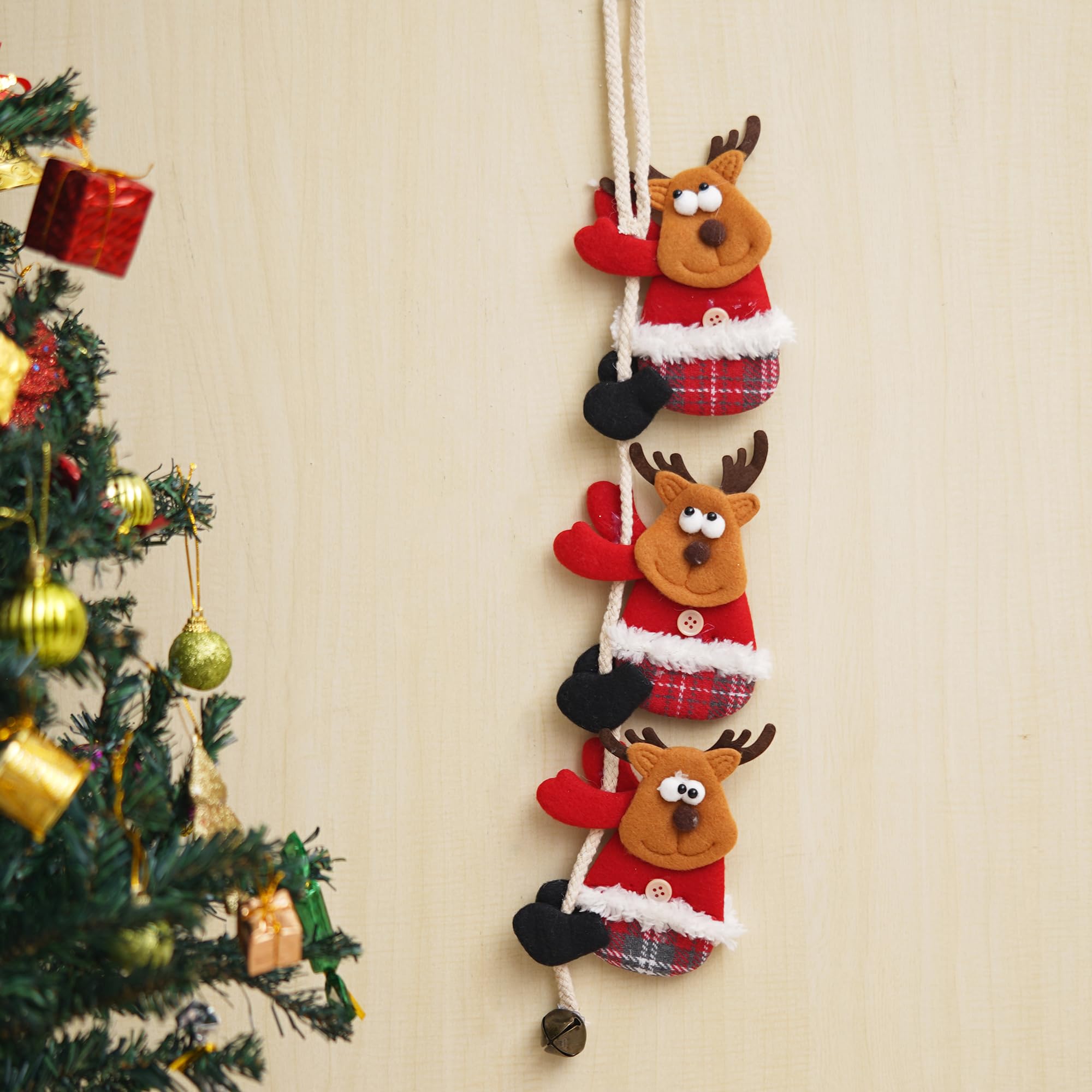 Traditional red hanging Christmas ornament for wall, tree, or window