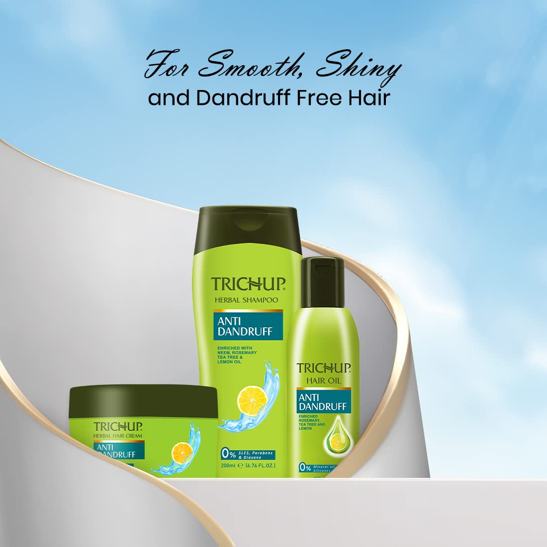 Trichup Anti- Dandruff Herbal Shampoo - Enriched with Neem, Rosemary & Tea Tree Oil - Protect Scalp Skin from Causes of Dandruff (200ml) – view 5