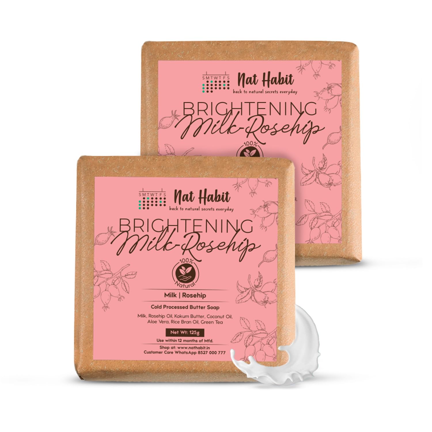 Nat Habit cold processed milk rosehip soap two-bar pack