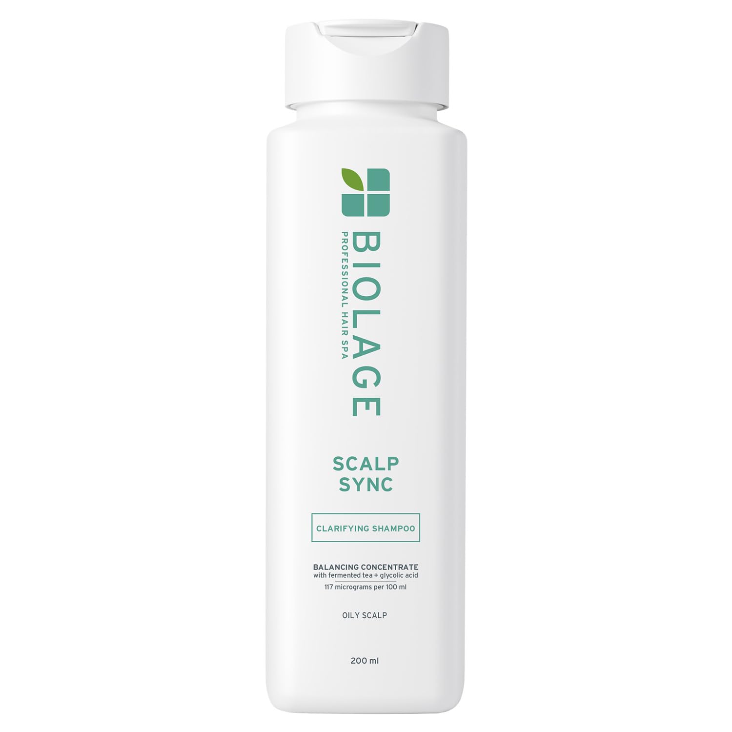 Biolage clarifying shampoo bottle with fermented tea and glycolic acid