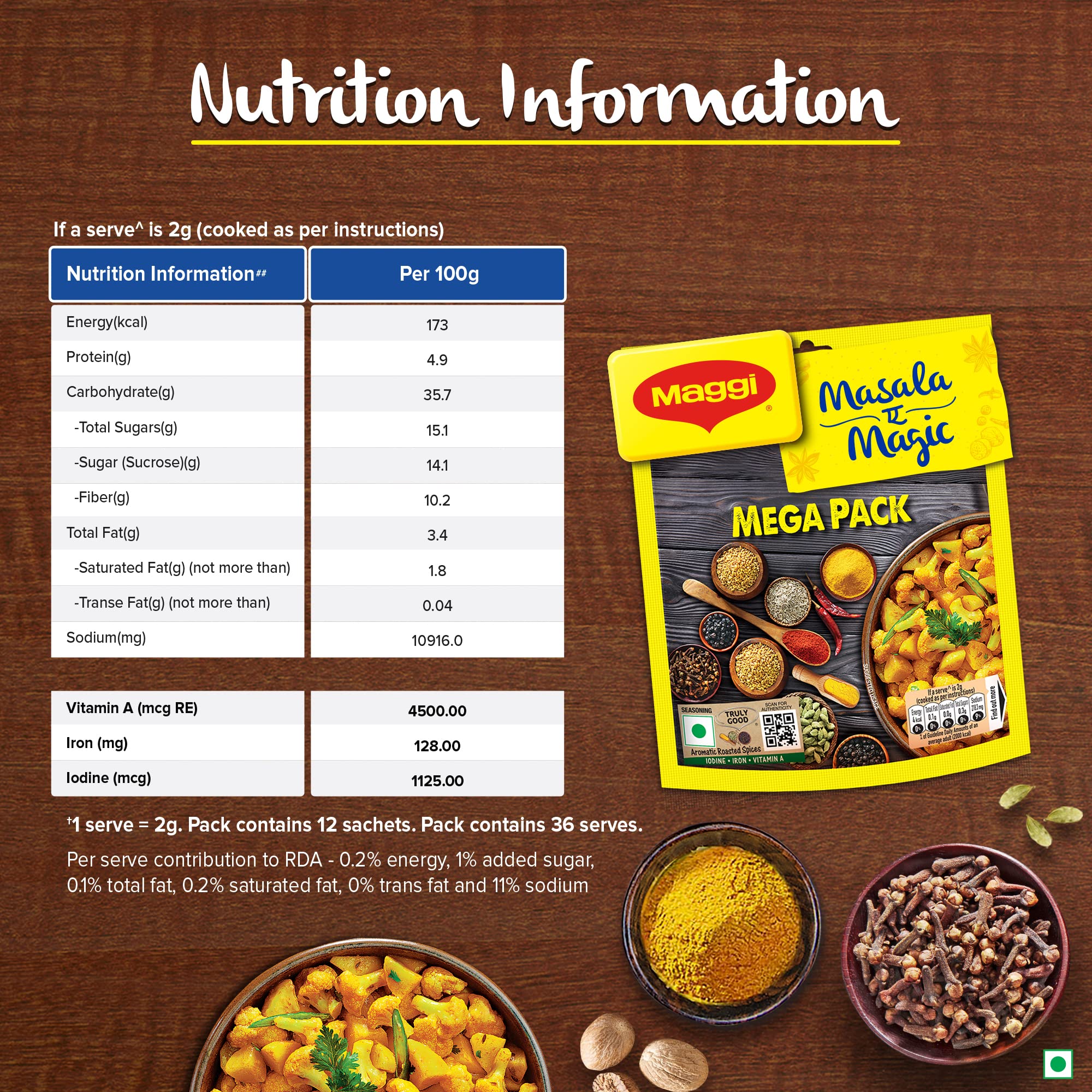 Maggi Masala-Ae-Magic Vegetable Masala, 72G Pouch (6G X 12 Sachets) – view 4