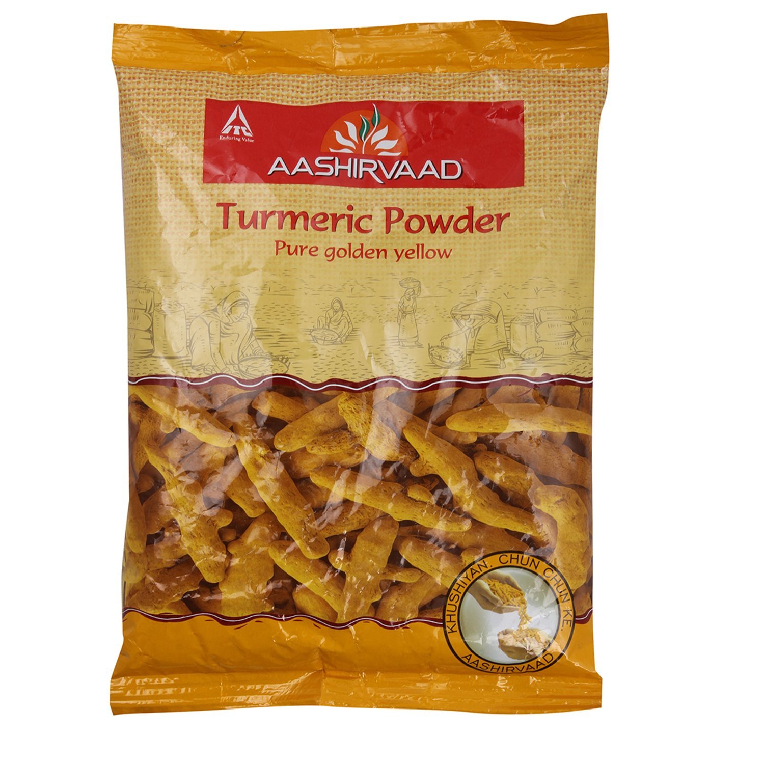 Aashirvaad turmeric powder pouch with 200 g pack branding