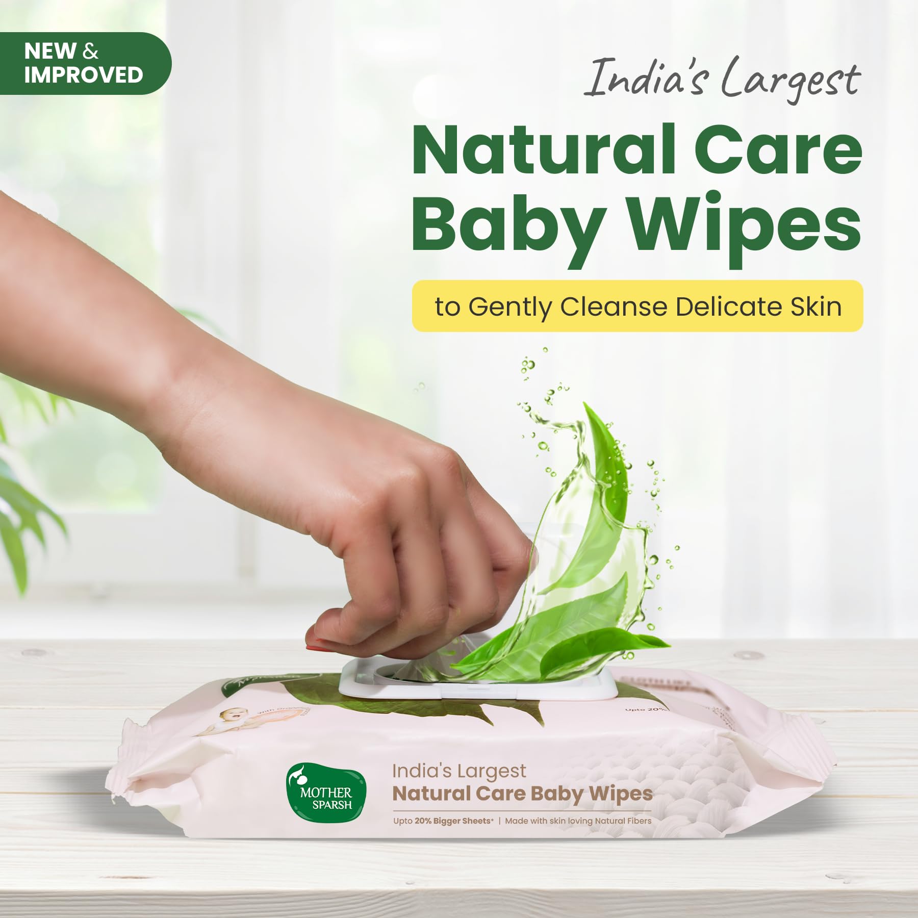 Mother Sparsh Natural Care Baby Wipes I 100% Plant Made Fabric From Forest Land – view 2