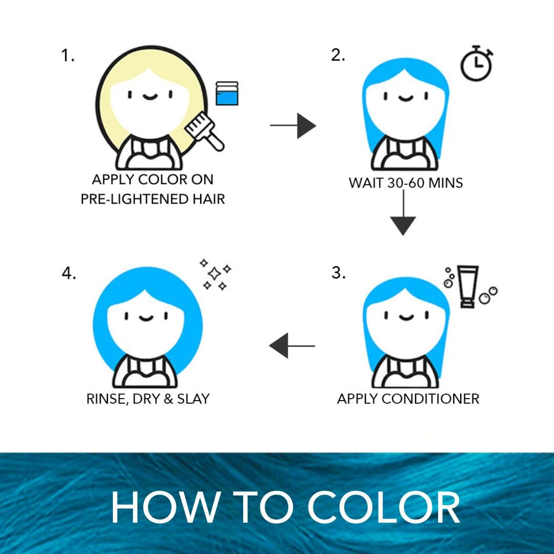 Paradyes Semi-permanent Cyan Skies DIY Conditioner Based Hair Colour 120 gm and Lighten Up! Bleach Pack 30 Vol. for all Hair Types – view 5