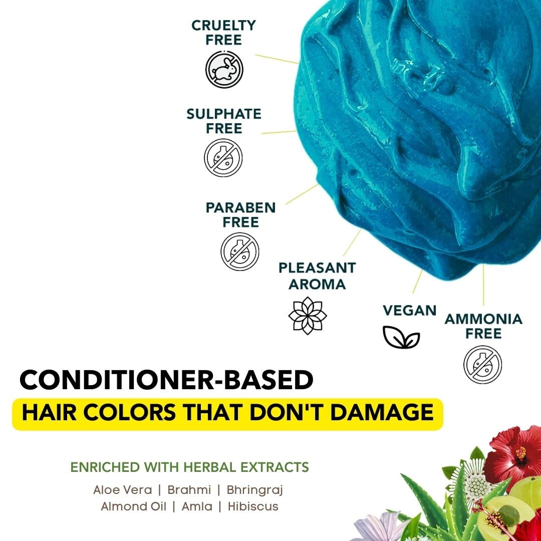 Paradyes Semi-permanent Cyan Skies DIY Conditioner Based Hair Colour 120 gm and Lighten Up! Bleach Pack 30 Vol. for all Hair Types – view 6