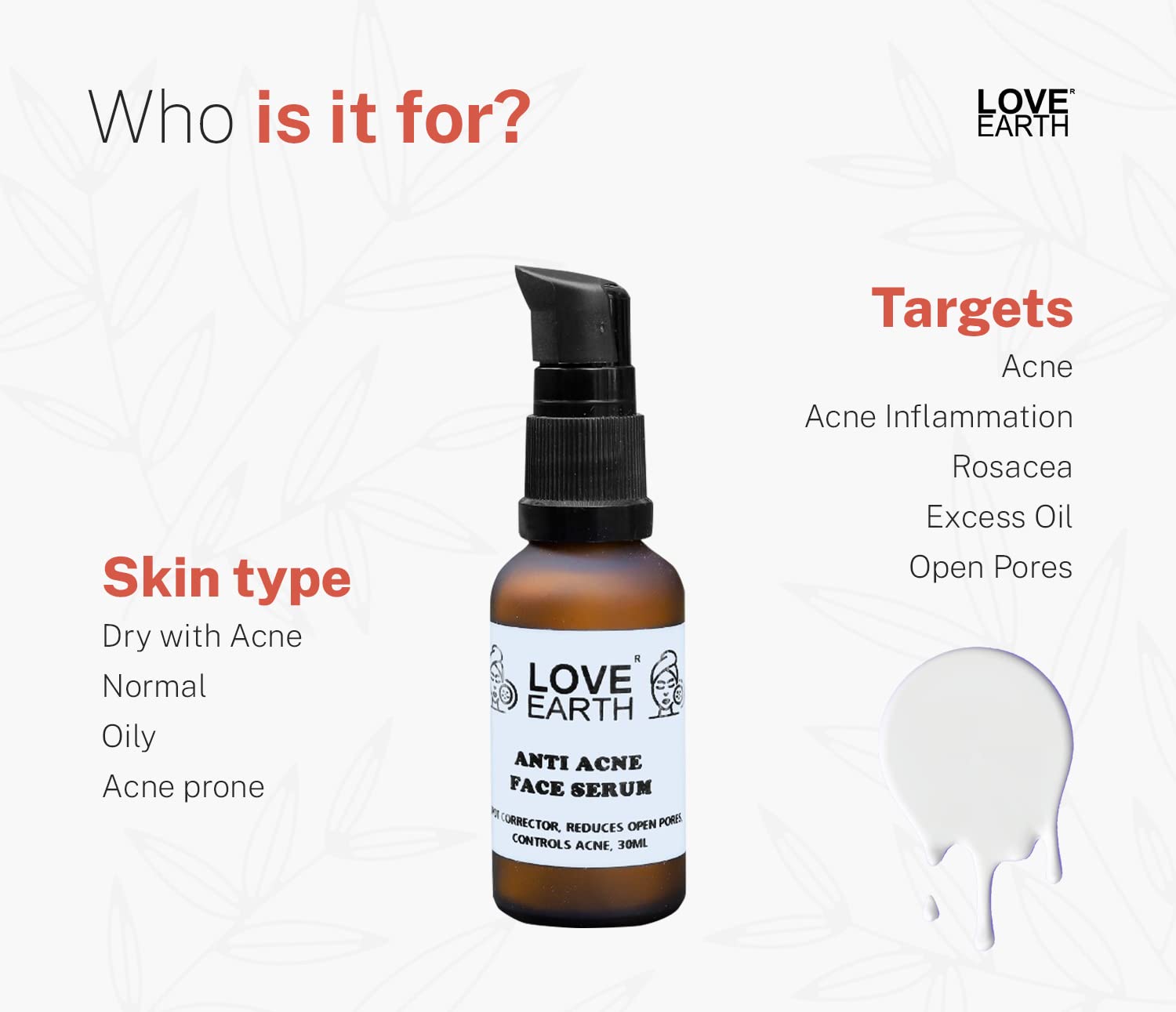 Love Earth Anti Acne Serum With Pure Vitamin C & Witch Hazel For Acne Free And Even Skin Tone Suitable For All Skin Types 30ml – view 7
