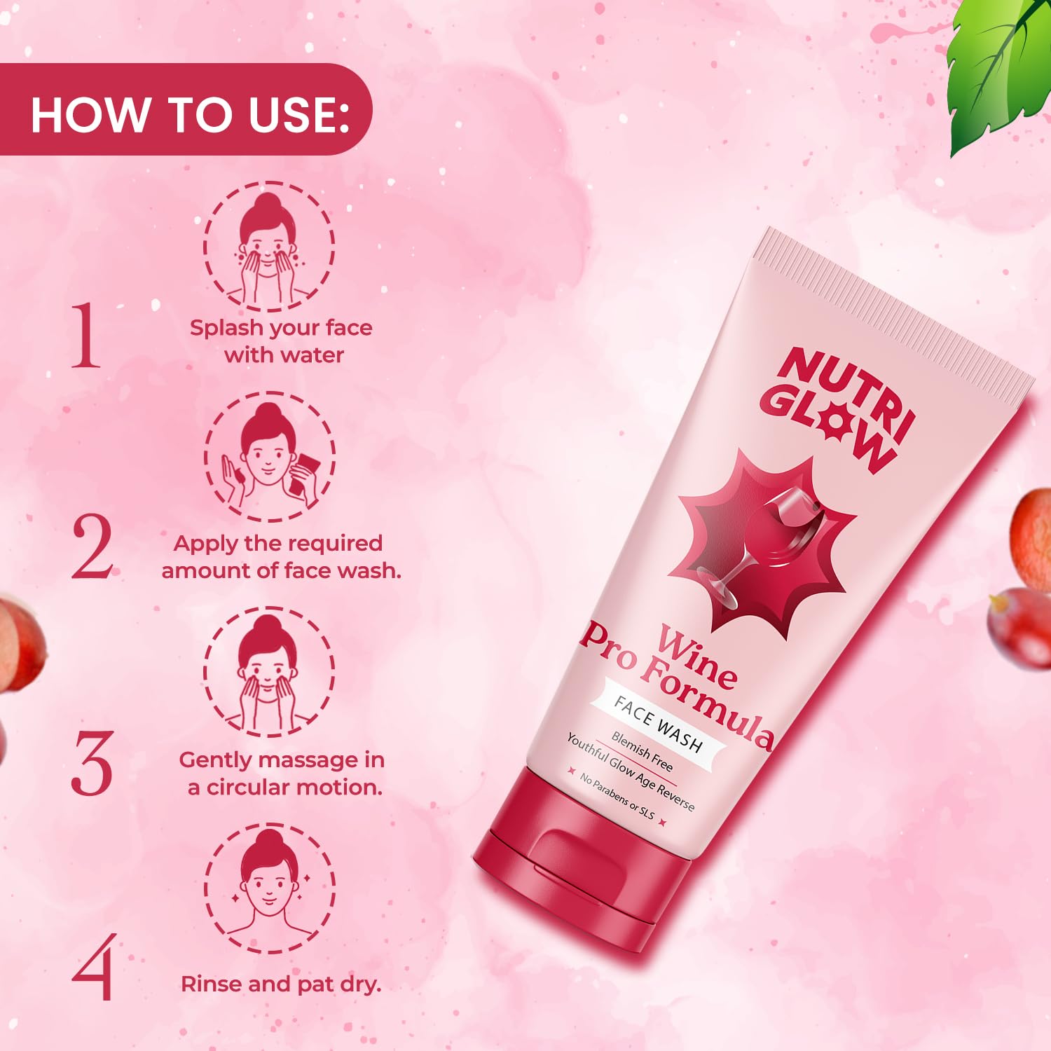NutriGlow NATURAL'S Advanced Pro Formula Wine Face Wash for Daily Use, Deep Cleansing Niacinamide For Women and Men, 100gm – view 5