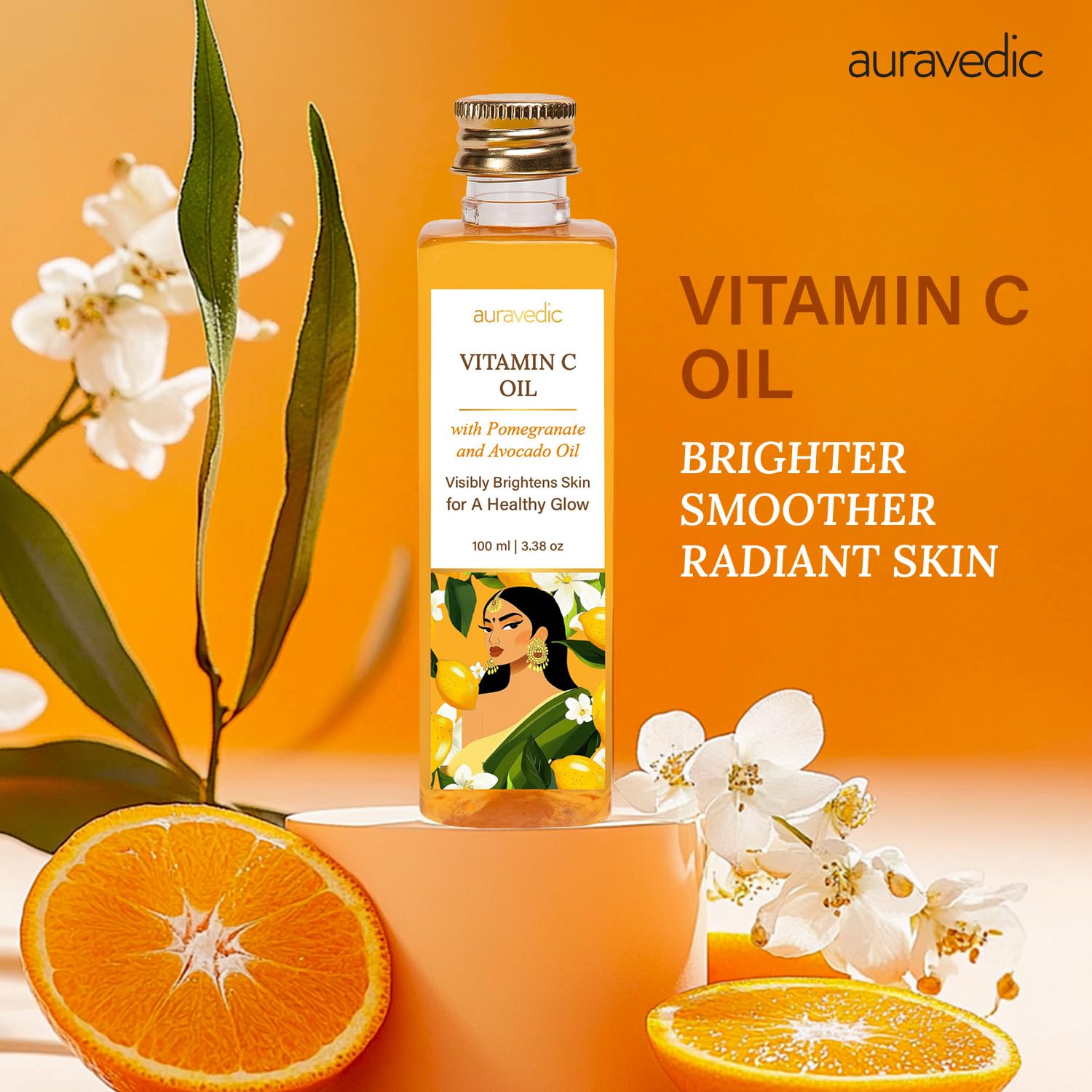 Auravedic Vitamin C Serum For Glowing Skin Men Women 100ML Vitamin C Moisturizer For Face Oil Body Oil After Bath For Daily Use With Vitamin e Avocado Grapeseed Almond Oil Best Moisturizer For Skin – view 2