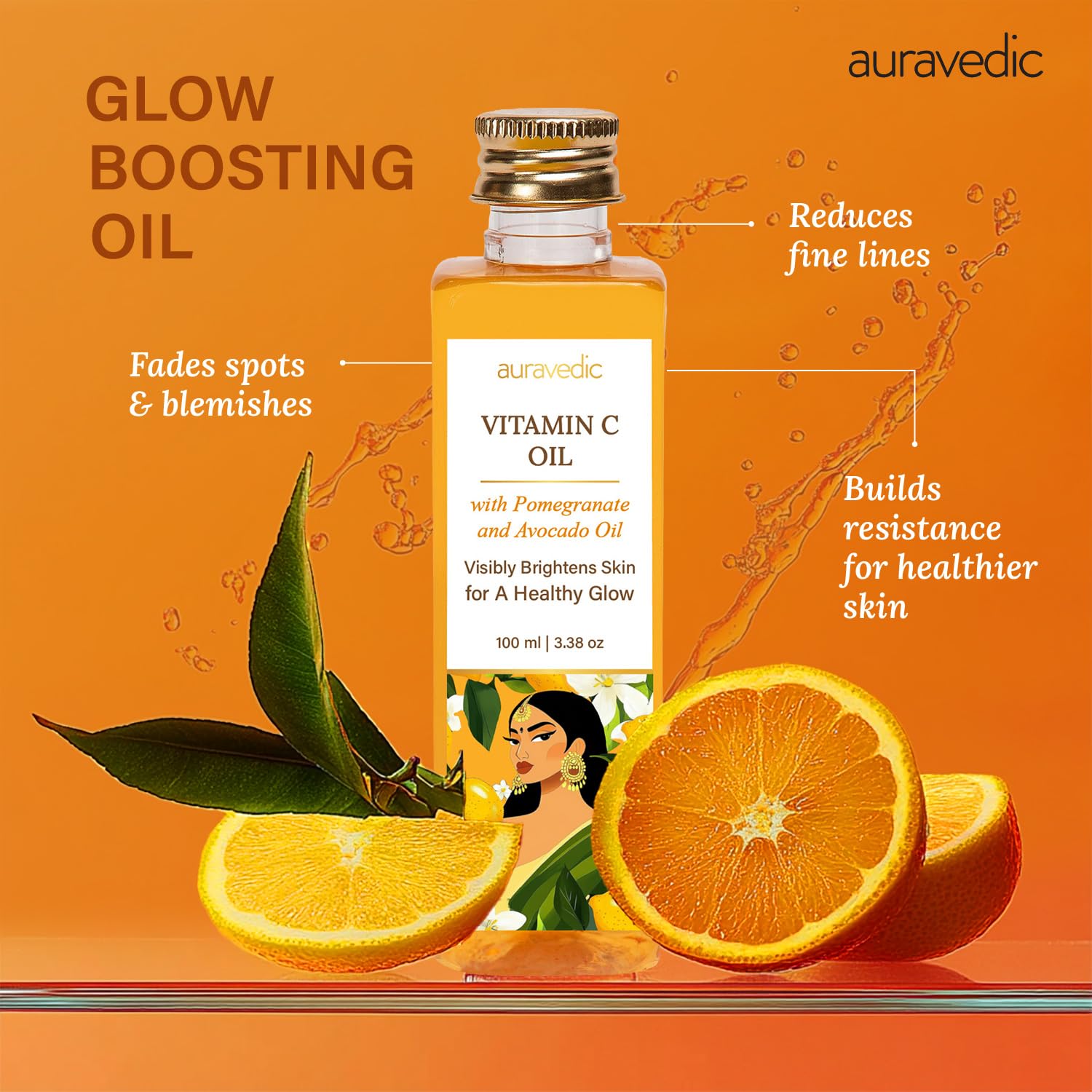 Auravedic Vitamin C Serum For Glowing Skin Men Women 100ML Vitamin C Moisturizer For Face Oil Body Oil After Bath For Daily Use With Vitamin e Avocado Grapeseed Almond Oil Best Moisturizer For Skin – view 3