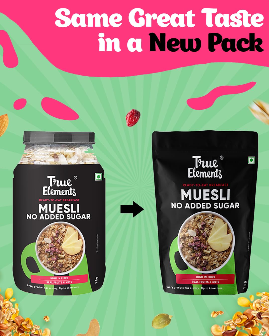 True Elements Muesli No Added Sugar 1 Kg – view 3