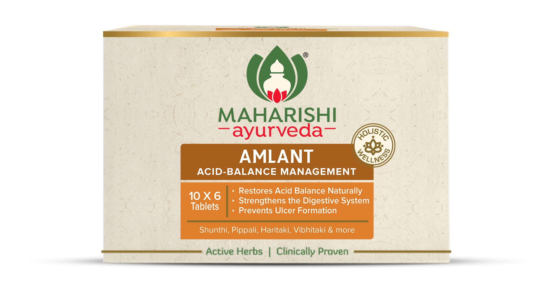 Maharishi Ayurveda Amlant herbal tablets for acidity heartburn and bloating