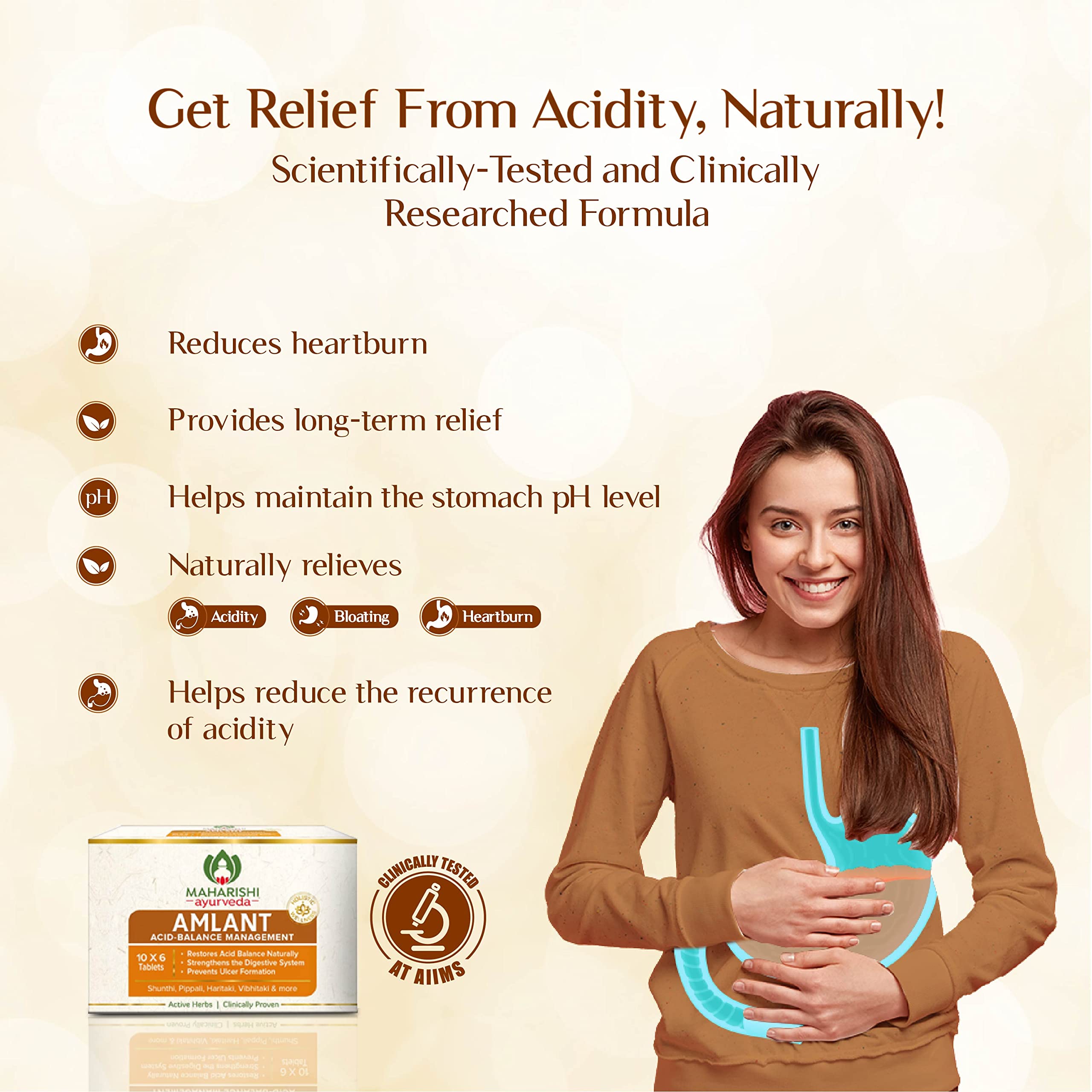 Maharishi Ayurveda Amlant For Acidity Heartburn Gas & Bloating, Strengthens Digestive System Helps in reducing Acidity Recurrence Quick Relief from Acidity Clinically Proven Enriched with Haritaki and other 14 other potent Herbs 60 Tablets Pack of 1 – view 4