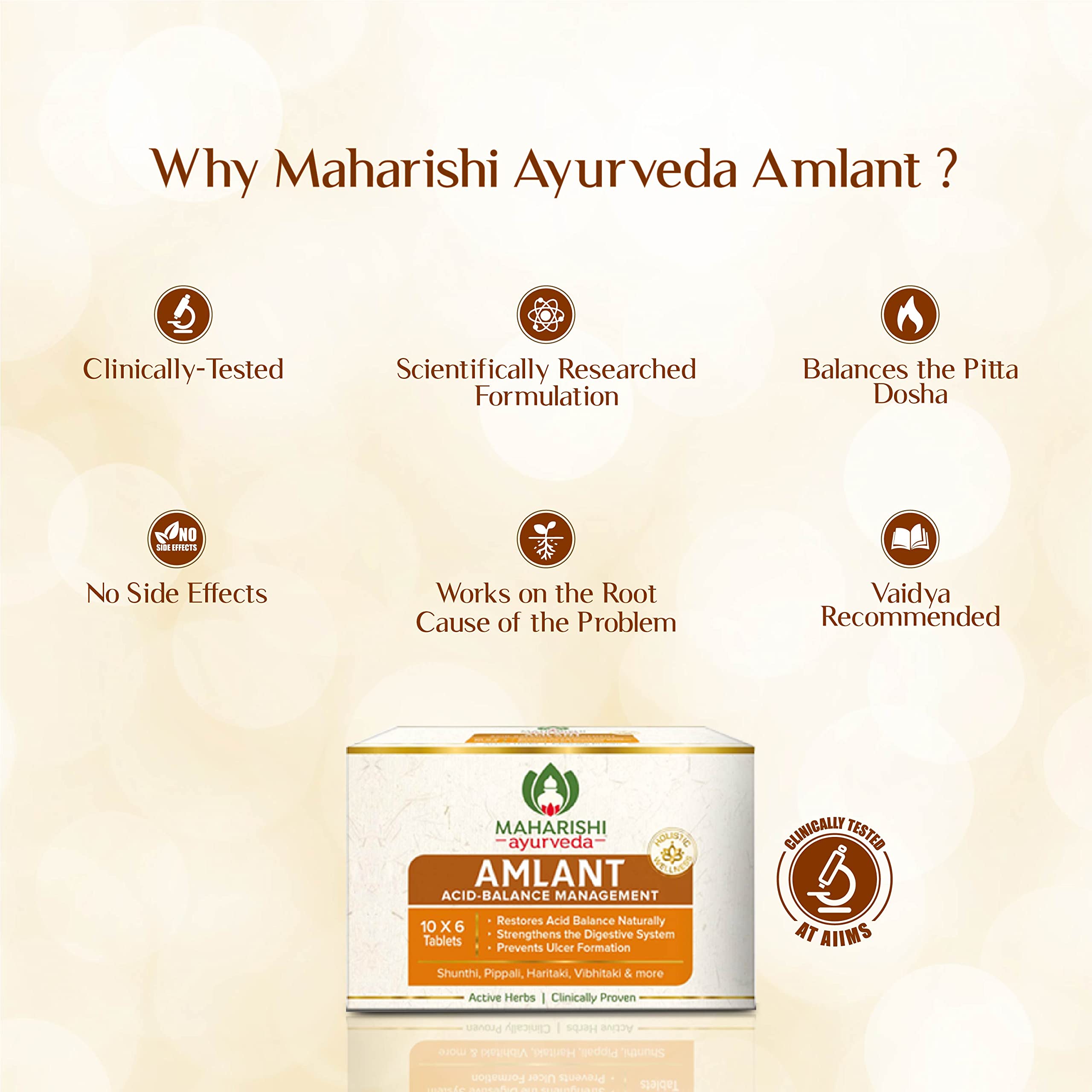 Maharishi Ayurveda Amlant For Acidity Heartburn Gas & Bloating, Strengthens Digestive System Helps in reducing Acidity Recurrence Quick Relief from Acidity Clinically Proven Enriched with Haritaki and other 14 other potent Herbs 60 Tablets Pack of 1 – view 5