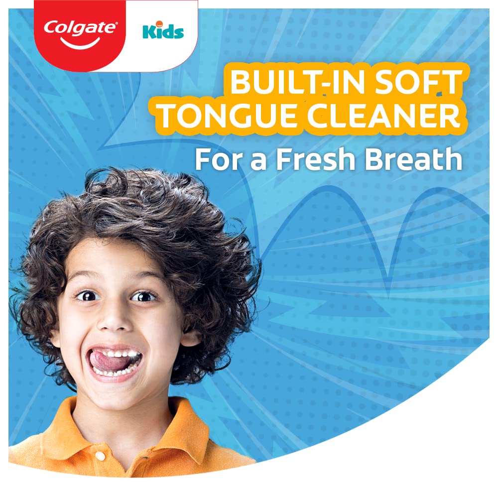 Colgate Kid's Extra Soft Manual Toothbrush with Tongue Cleaner - Multicolor,1 Pc – view 6