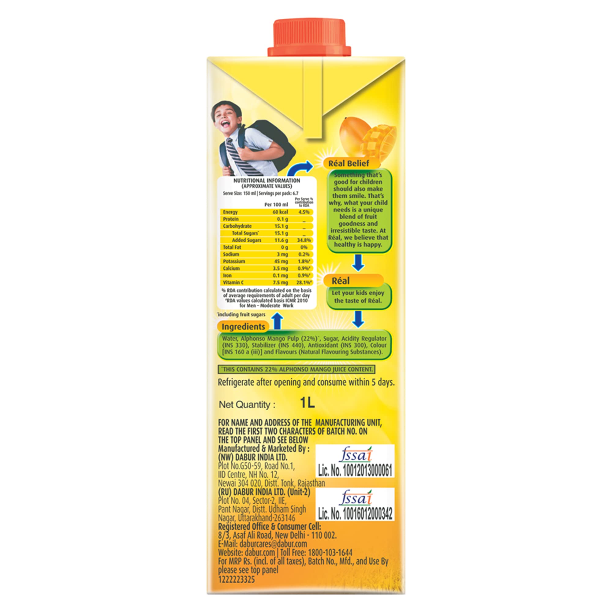 DABUR Real Alphonso Mango Fruit Juice-1L – view 5