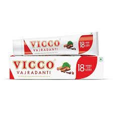 Three 100g tubes of Vicco Vajradanti Ayurvedic toothpaste