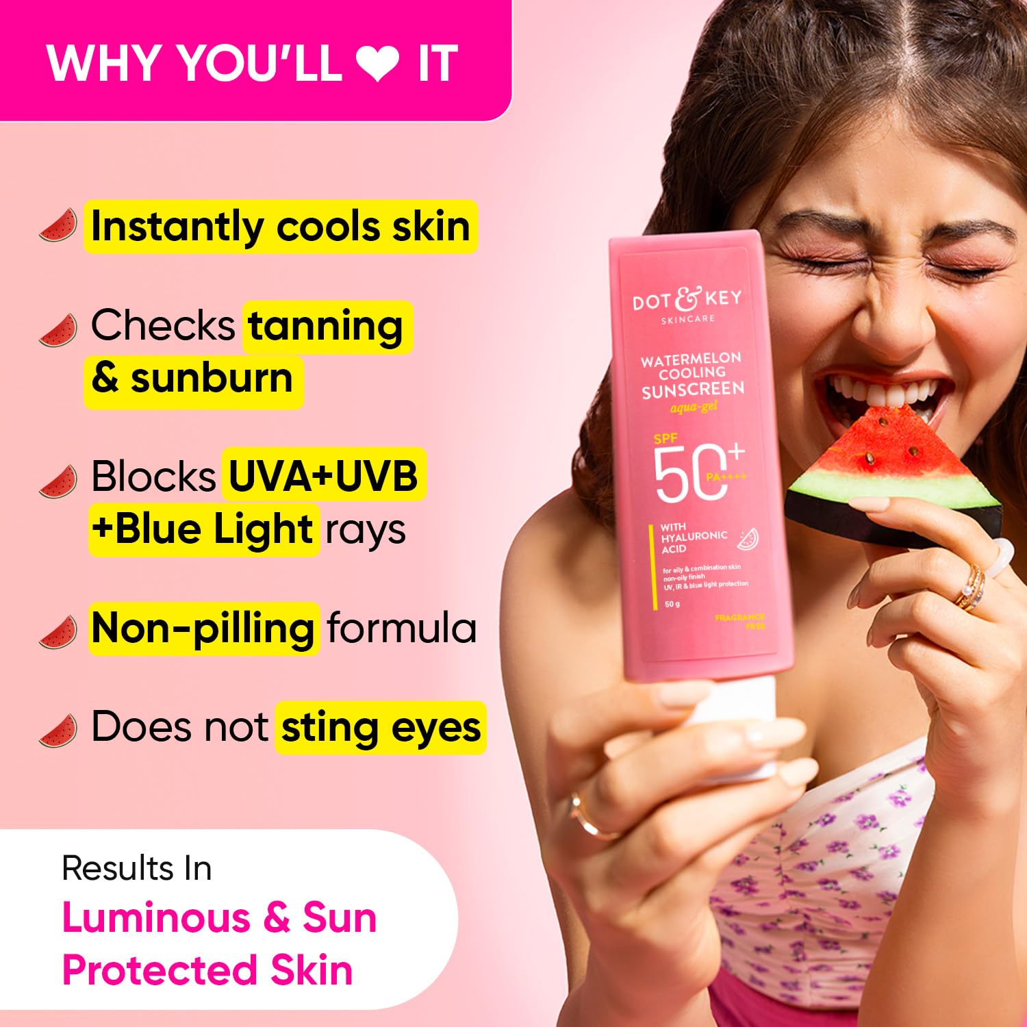 Dot & Key Watermelon Hyaluronic Cooling Sunscreen SPF 50 PA+++ Combo (Pack of 2, 50gm each) – view 4