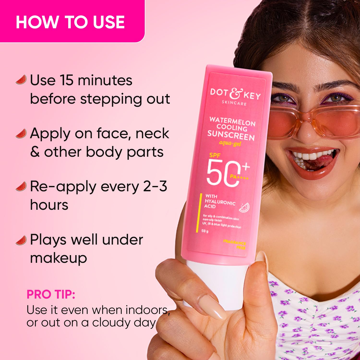 Dot & Key Watermelon Hyaluronic Cooling Sunscreen SPF 50 PA+++ Combo (Pack of 2, 50gm each) – view 6