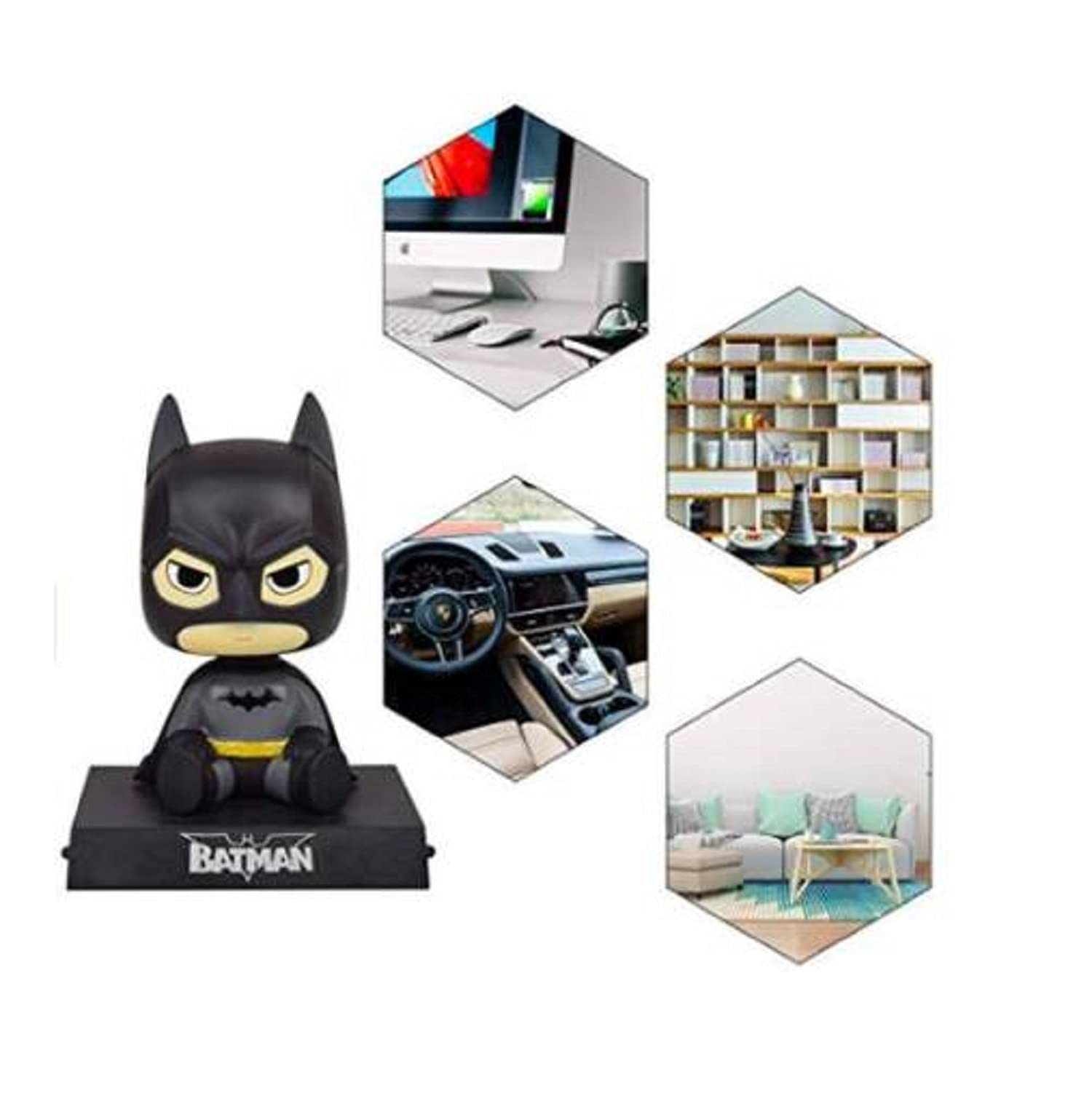 AUGEN Super Hero Batman Action Figure Limited Edition Bobblehead with Mobile Holder for Car Dashboard, Office Desk & Study Table (Pack of 1) – view 3