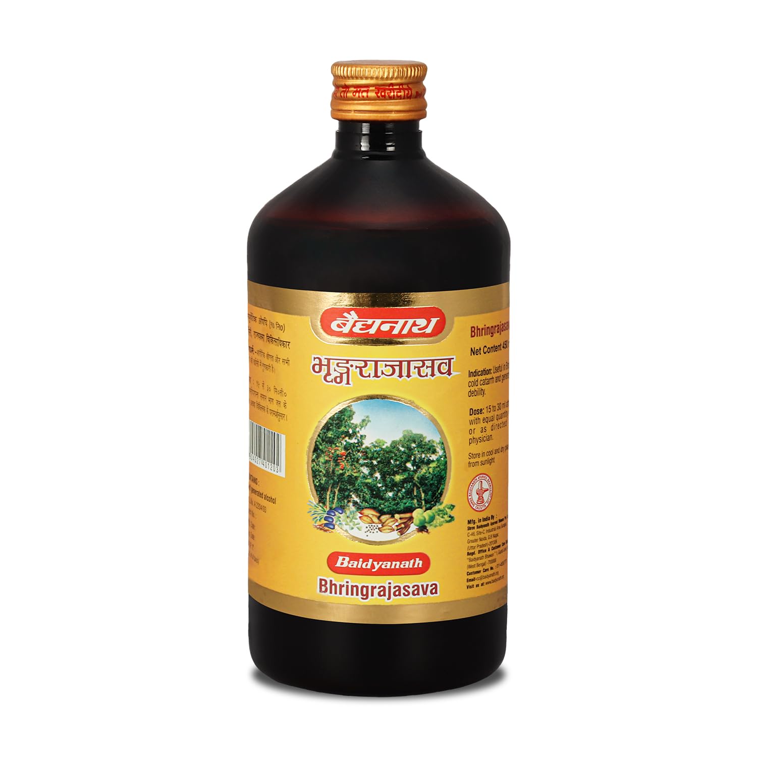 Baidyanath Ayurved Bhringrajasava 450 ml syrup bottle packaging